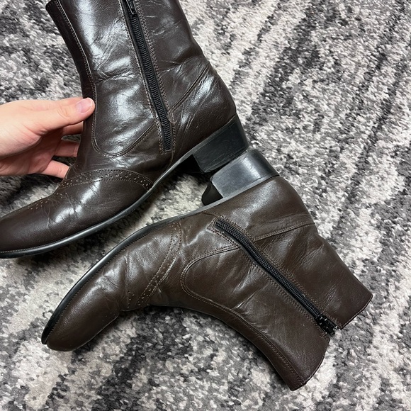 Banana Republic Mens 8.5 Brown Leather Wingtip Brogue Derby Oxfords Dress Shoes. - Picture 4 of 14